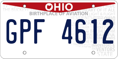 OH license plate GPF4612