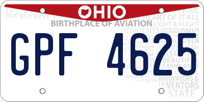 OH license plate GPF4625