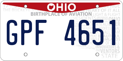 OH license plate GPF4651