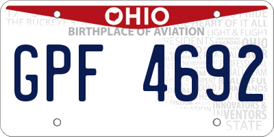 OH license plate GPF4692