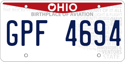 OH license plate GPF4694