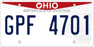 OH license plate GPF4701