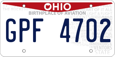 OH license plate GPF4702