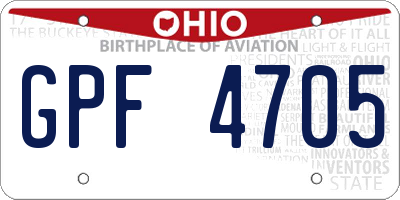 OH license plate GPF4705