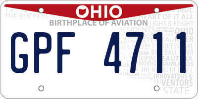 OH license plate GPF4711