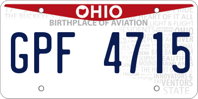 OH license plate GPF4715
