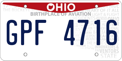 OH license plate GPF4716