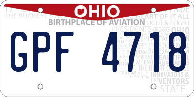 OH license plate GPF4718