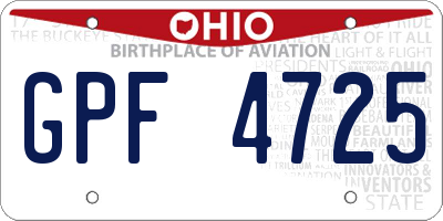 OH license plate GPF4725