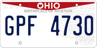 OH license plate GPF4730