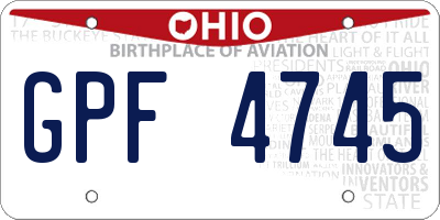 OH license plate GPF4745