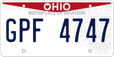 OH license plate GPF4747