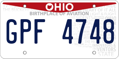 OH license plate GPF4748