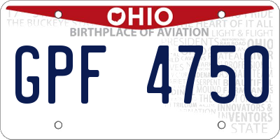 OH license plate GPF4750