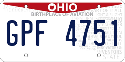 OH license plate GPF4751