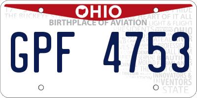 OH license plate GPF4753