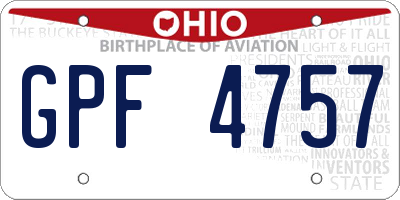 OH license plate GPF4757