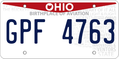 OH license plate GPF4763