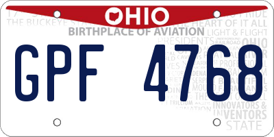 OH license plate GPF4768