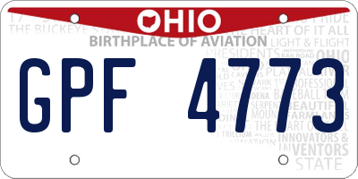 OH license plate GPF4773