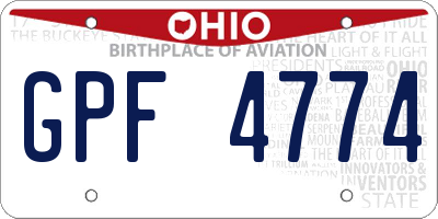 OH license plate GPF4774