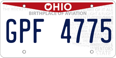 OH license plate GPF4775