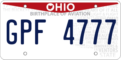 OH license plate GPF4777
