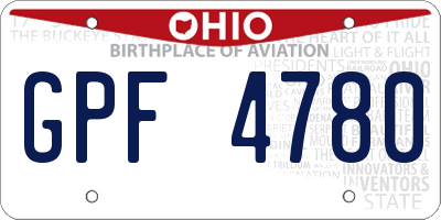 OH license plate GPF4780