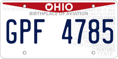 OH license plate GPF4785