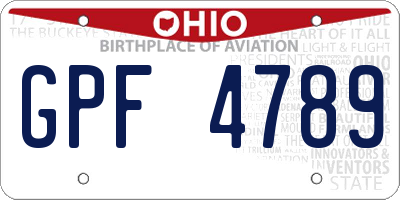 OH license plate GPF4789