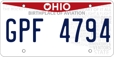 OH license plate GPF4794