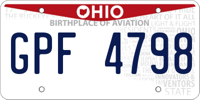 OH license plate GPF4798