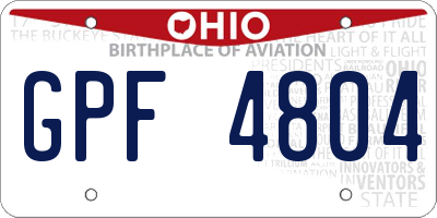 OH license plate GPF4804