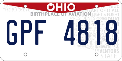 OH license plate GPF4818