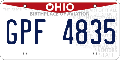 OH license plate GPF4835