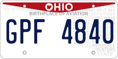OH license plate GPF4840