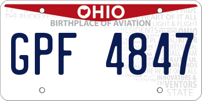 OH license plate GPF4847