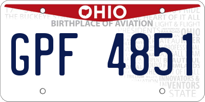 OH license plate GPF4851