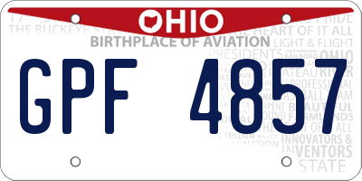 OH license plate GPF4857