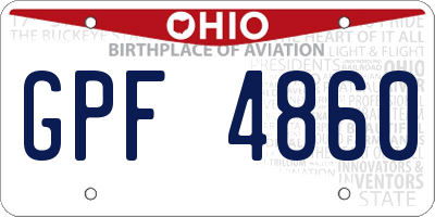 OH license plate GPF4860
