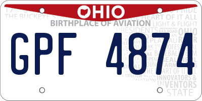 OH license plate GPF4874