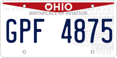 OH license plate GPF4875
