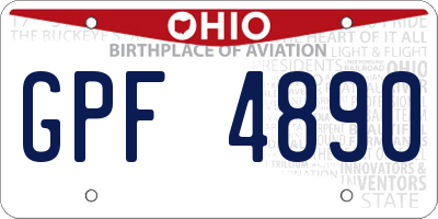 OH license plate GPF4890