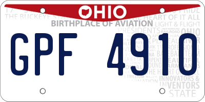 OH license plate GPF4910