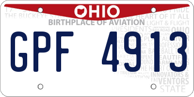 OH license plate GPF4913