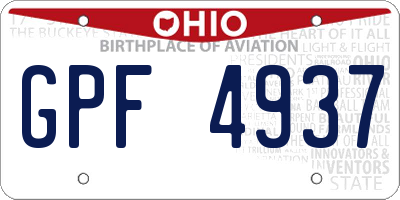 OH license plate GPF4937