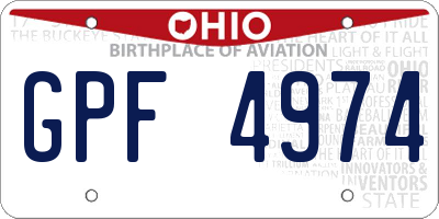 OH license plate GPF4974