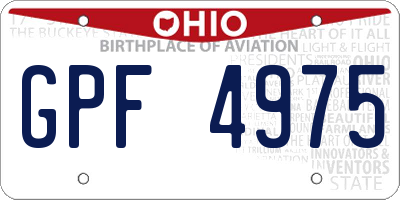 OH license plate GPF4975
