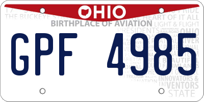 OH license plate GPF4985