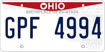 OH license plate GPF4994